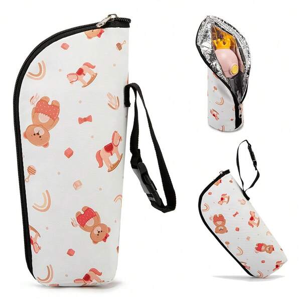 حقيبة عازلة متعددة الوظائف للأطفال، يمكن تعليقها على عربة الأطفال، تحافظ على دفء الحليب/البديل، مناسبة للاستخدام في الخارج