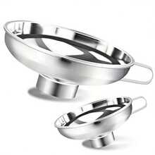 1个不锈钢多用途宽口漏斗，大直径耐热漏斗，适用于沙拉酱、油、牛奶、酱汁、果酱、葡萄酒等，厨房工具 - 易于倾倒和清洗 - 彩色 - 查看 8