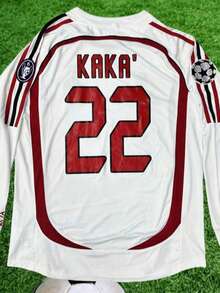 2006 2007 Away Retro White No.22 Kaka LongSleeved Soccer Jersey - Đỏ và trắng - Xem 1