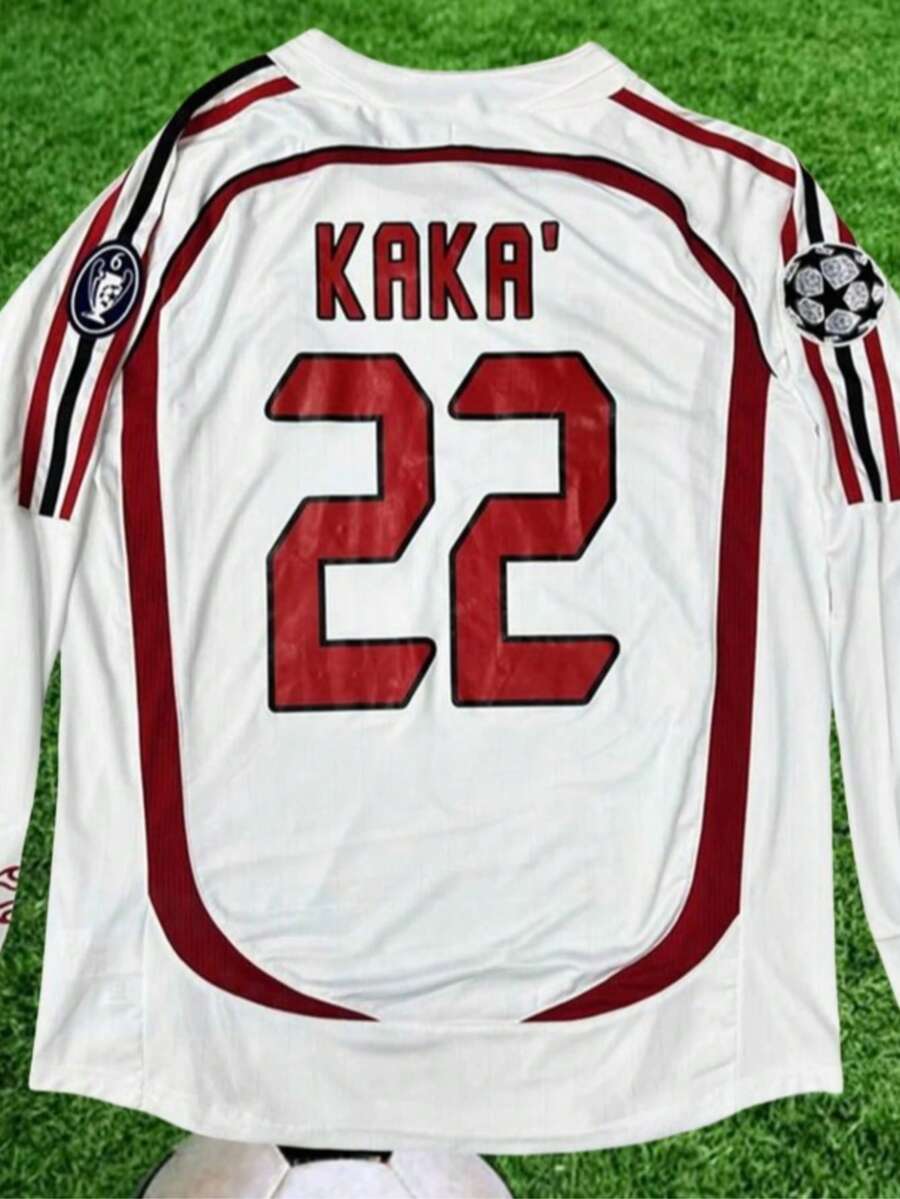 2006 2007 Away Retro White No.22 Kaka LongSleeved Soccer Jersey - Đỏ và trắng - Xem 1