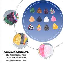 60 Pack Abstract Art Colorful Guitar Picks, Guitar Gift For Bass, Electric & Acoustic Guitars Includes 0.46mm, 0.71mm, 0.96mm - 彩色 - 查看 4