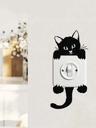 1/10 Pieces Cat-Themed Switch Sticker – Decorative PVC Wall Decal For Bedroom, Living Room, And Home Interiors; Removable And Self-Adhesive Light Switch Cover, 2.36 In * 5.51 In, Ideal For Functional Home Decoration Wall Stickers Room Decor Wall Decor Wall Sticker Bedroom Decor Kitchen Decor