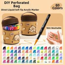 24/36/48/60/80 Colors Soft Tip Acrylic Marker Pens, Liquid Ink, For Students, Artists, Children Drawing, Watercolor Pens, Back To School Supplies, Gifts