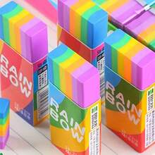 5/10pcs Rainbow Pencil Erasers - 2B Synthetic Rubber, Multicolor Rectangular Design, Suitable For School, Office And Art Projects - Multicolor - View 5