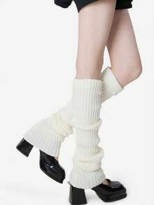 1 par de calentadores de piernas de unicolor, utilizados para botas de nieve, elegantes y cálidos, adecuados para atuendos de regreso a la escuela, calcetines de Halloween, otoño e invierno, compras casuales, vacaciones, atuendos de fiesta de Navidad