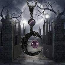 Rrdaily Gothic Moon Crystal Necklace Punk Style Moon Pendant Necklaces Vintage Black Crescent Necklace Dark Gothic Necklaces Costume Jewelry New Year Jewelry For Women{Inchcolor_nameinch:InchPurple3inch} - 紫色3 - 查看 4