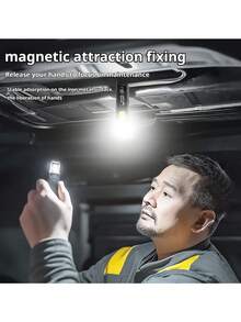 Linterna de clip con luz LED recargable por USB, linterna portátil mini, lámpara de bolsillo, lámpara de trabajo con imán, adecuada para camping, senderismo, equipo de camping, artículos esenciales de camping - Negro - Ver 4