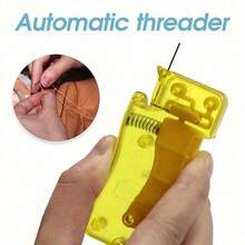 1 Pc Lemon Yellow Automatic Needle Threader, DIY Hand Sewing Needle Threader, Manual Sewing Machine Sewing Tool, Home Handicrafts And Sewing Supplies