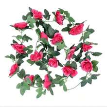 2m Artificial Spring Autumn Flower String Plants Foliage Roses - 珊瑚橙 - 查看 8