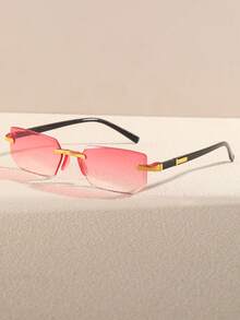 1 Pair Square Frameless Men's Everyday Versatile Fashion Glasses For Travel, Cycling, Fishing, Beach - Multicolor - View 16