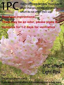 1pc 100cm Artificial Pink Sakura Flower Plant, Flame Retardant Silk Sakura Tree Branch For DIY, Wedding Party Background Wall Decor, Indoor, Garden, Office, Wedding And Party Decoration, Yard, Wall, Balcony, Bedroom, Living Room, Vase, Dining Table, Center Piece, Home Wedding Decor, Valentine's Day, Birthday Gift (Deep Pink, Light Pink, White, Champagne)
