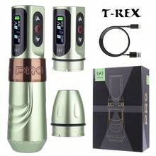 T-Rex 1 قطعة آلة وشم لاسلكية على شكل مسدس مع 2 بطارية قابلة للاستبدال، محرك وشم دوار بدون قلب، شاشة عرض الجهد الرقمي - متعدد الألوان - مشاهدة 10
