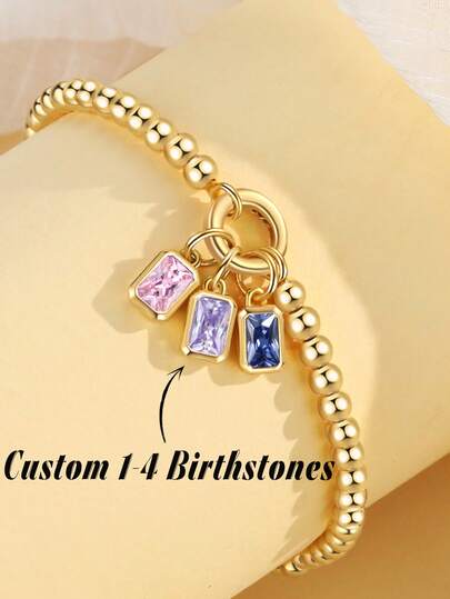 1pc Birthstone Family Bracelet, Birthstone Bracelet, Mother's Birthstone Bracelet, Bracelet Gift For Mom, Personalized Gift For Mom, Birthstone Jewelry, Jewelry Gift For Mom