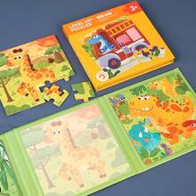 50片蒙特梭利磁性拼图书，三合一彩色动物、车辆、农场、海洋场景拼图，适合3-6岁儿童，磁性游戏书，便携式旅行安静书，蒙特梭利玩具，认知观察，动手学习，学前幼儿园活动，圣诞节生日礼物（男孩女孩皆宜） - 彩色 - 查看 6