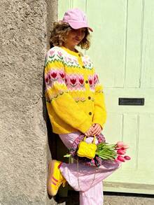 Cozy Oversized Fair Isle Knit Button-Up Cardigan