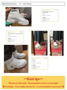 Alan Vincent Alan Vincent White Shoes For Women 2025 New Women's High-Top Casual Sports Shoes With Lace-Up, Zipper, Ladies Flat Shoes Comfortable And Fashionable