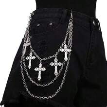 Stylish Metal Chain Waist Belt With Dangling Cross Pendant - Body Chains For Women With Fashionable Andy Design, Perfect For Daily Wear, Party, And Special Occasions