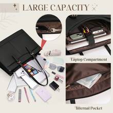 Lunch Tote Bag For Women 15.6 Inch Laptop Bags With Insulated Lunch Compartment Large Leather Quilted Computer Tote For Teacher Nurse Work Collage Casual - 彩色 - 查看 6