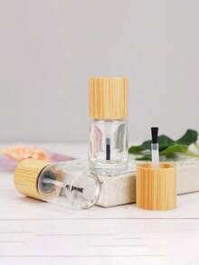 1 pieza Botella recargable de esmalte de uñas de 8ml con tapa de bambú, envase portátil para rellenar gel de esmalte de uñas - transparente - Ver 7