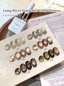 annies 12ml Esmalte de uñas en gel de la serie Sunset de Changhe para otoño e invierno, autonivelante, con brillo explosivo, unicolor, cuentas de vidrio y efecto ojo de gato, semi-permanente