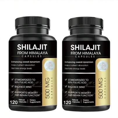 Shilajit Supplement 500mg (High In Trace Minerals, No Fillers & Non-GMO), Energy Booster, 120 Vegan Capsules For Unisex
