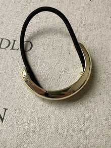 1pc Semi-Circle Metal Elastic Hair Tie, Women Luxury Elastic Hair Tie, Versatile Minimalist Geometric Hair Rope Vintage Headpiece, Suitable For Women And Girls Daily Hair Accessories ,Ponytail Holders ,Hair Elastics ,Hair Rubber Bands ,Scrunchies