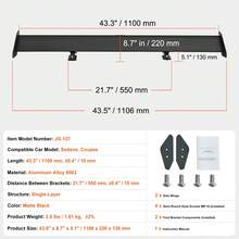 GT Wing Car Spoiler, 43.3 Inch Universal Spoiler With Single Deck, Adjustable Lightweight Aluminum, Car Rear Spoiler Wing, Racing Spoiler BGW/JDM Drift Black - Single Layer Short Bracket Without Holes - View 7