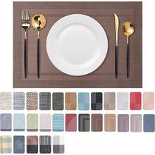 Washable Vinyl Placemats Set Of 4 For Indoor/Outdoor Use - H-simple Style-coffee-colored - View 1