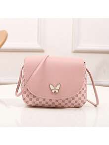 Bolso de concha cruzado de metal decorado con estampado de mariposa miniatura - Rosa - Ver 7