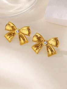1 Pair Bow Stud Earrings For Women Stainless Steel Bow Earrings Hypoallergenic Waterproof Jewelry Gifts