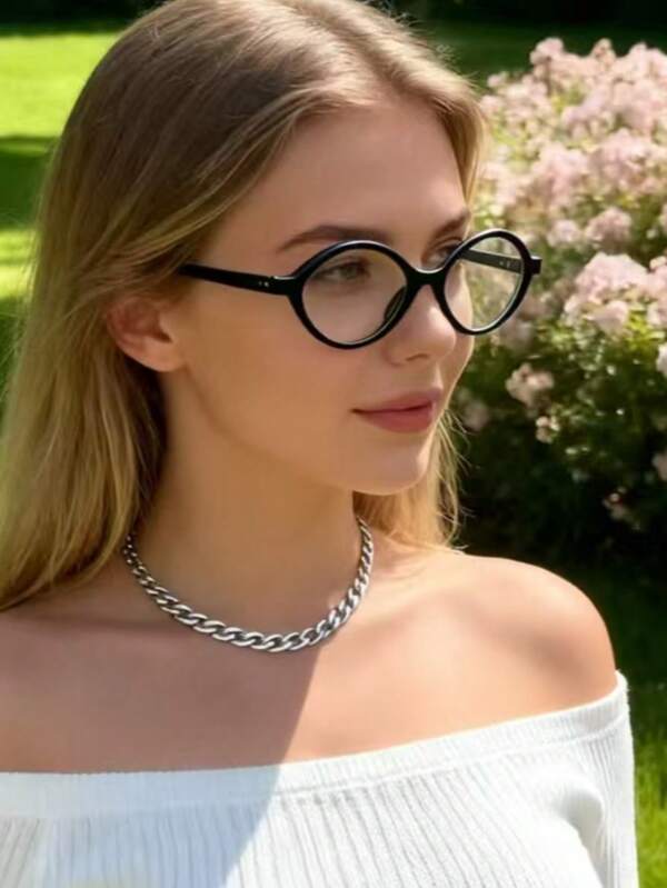 1pc Plain Casual Tritan (Copolyester) Women Eyeglasses, All Season