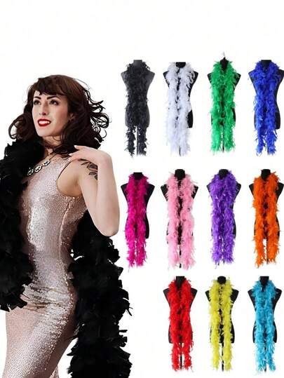 1pc 1.5m Fluffy Turkey Feather Trim, Suitable For DIY Crafts, Clothing, Hat Accessories, Christmas Tree Decoration, Wedding Decoration, Bouquet Wrapping, Concerts And Home Decor, Dance Weddings, Stage Performances, Carnival Costumes And Accessories, Party Supplies, Ideal Gift For Tea Parties And 80s Fashion Decoration, Suitable For Girls And Women (Handmade, Feathers May Shed Slightly)