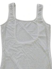 Elegant Sexy Spaghetti Strap Sequin Mesh Rhinestone Backless Dress, Showcasing Feminine Charm, Suitable For Parties, Birthdays, Graduations And Other Occasions - Silver - View 8