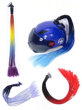 Suction Cup Helmet Braids Decoration, Ponytail Braid Accessories For Motorcycle Helmet, Unisex Cool Personalized Helmet Decor