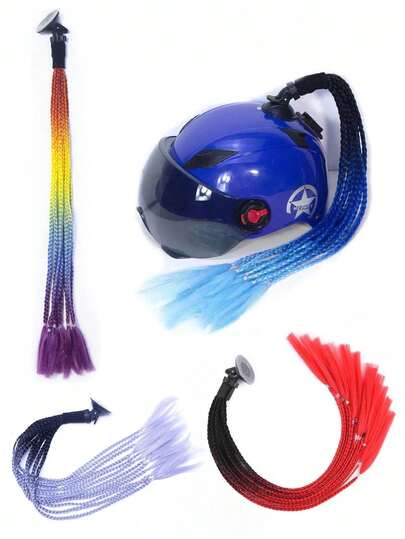 Dekoracja z warkoczykami na przyssawki do kasku, akcesoria z warkoczykami do kasku motocyklowego, unisexowa, fajna, spersonalizowana dekoracja kasku