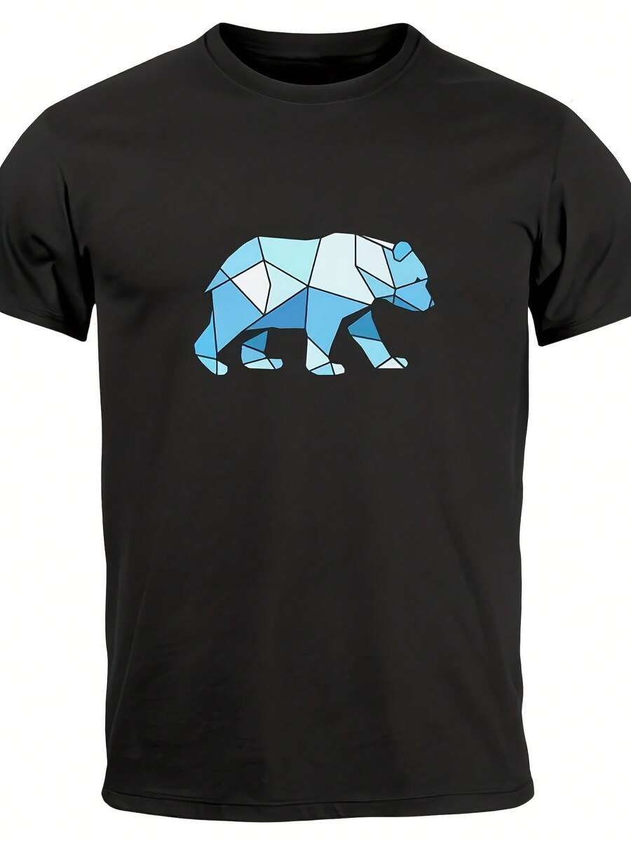 S Polygon Graphic Bear Outdoor Fashion Animal Hiking Geometric T-Shirt- - 款式8 - 查看 1