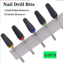 指甲油去除器 指甲钻头 5 合 1 陶瓷指甲清新器 指甲打磨机 电动美甲修脚设备机器 石灰指甲角质层去除器