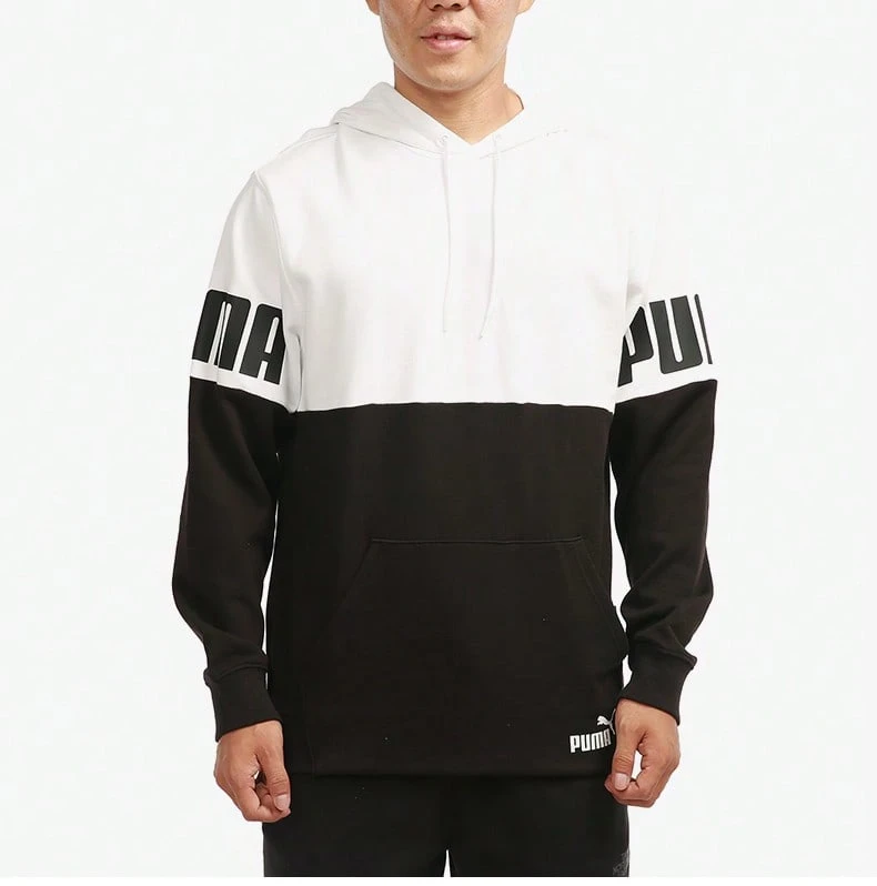 Puma New Men's Casual Sports Breathable Hooded Sweatshirt - Black and White - View 1