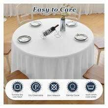Round Tablecloth,10 Pack 120inch Stain And Wrinkle Resistant Polyester Table Cloth,Decorative Fabric Table Cover For Kitchen,Dinning,Party,Wedding RoundWhite - 多色754 - 查看 3