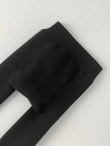 1tems Thick Thermal Lined Tights For Girls, Baby Toddler Tights Socks, Newborn Solid Color Opaque Leggings, Winter - Black - View 5