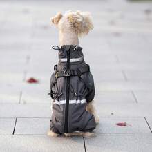 全新可调节小型犬和中型犬狗外套 - 反光羊毛衬里，可调节带扣和双 D 形环背带，四腿保暖内衬保暖宠物服装