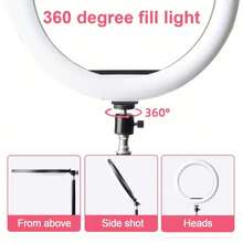 [10 英寸 LED 自拍环形灯] 10 英寸 LED 自拍环形灯，带可调节三色 | USB 供电，43 英寸三脚架和手机支架，适用于直播、摄影、化妆、视频、室内使用，兼容手机和相机