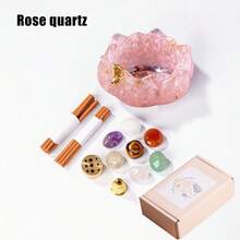 1set Natural Crystal Dropper Resin Reiki Stone Candle Base Aromatherapy Cornucopia Healing Meditation Decoration Gift Box Set Christmas Gift - Epoxy Lotus Bowl Incense Holder Set - View 18