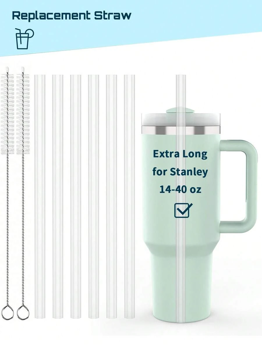6/4/2/1 pieza Pajitas de plástico reutilizables extra largas para vaso, accesorios, pajitas de repuesto extra largas de 12 pulgadas 310 mm con cepillo de limpieza, compatibles con vasos de 20/30/40 oz, juego de fiesta de Navidad de plástico, regalo de Navidad