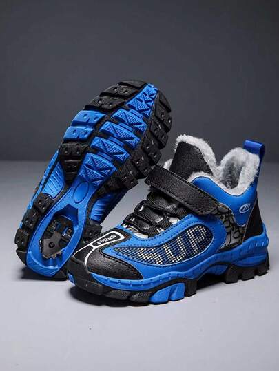 Boys' Winter Plush Thick Snow Boots, Outdoor Activities Rugged Snow Anti-Slip Sports Shoes, Halloween Decorative Casual Hiking Shoes