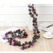 2m Artificial Spring Autumn Flower String Plants Foliage Roses - Đỏ - Xem 6