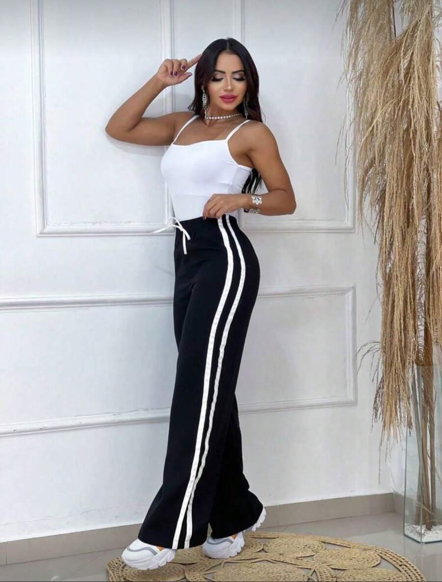 Striped Palazzo Pants - màu đen - Xem 1