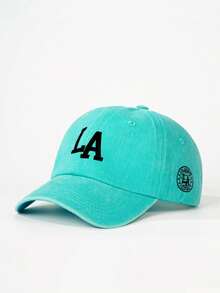 1pc Embroidered LA Washed Baseball Cap, Adjustable Outdoor Sun Protection Casual Hat Suitable For Spring/Autumn Travel, Beach, Vacation, Men, Y2K Style - Baseball Cap - View 3