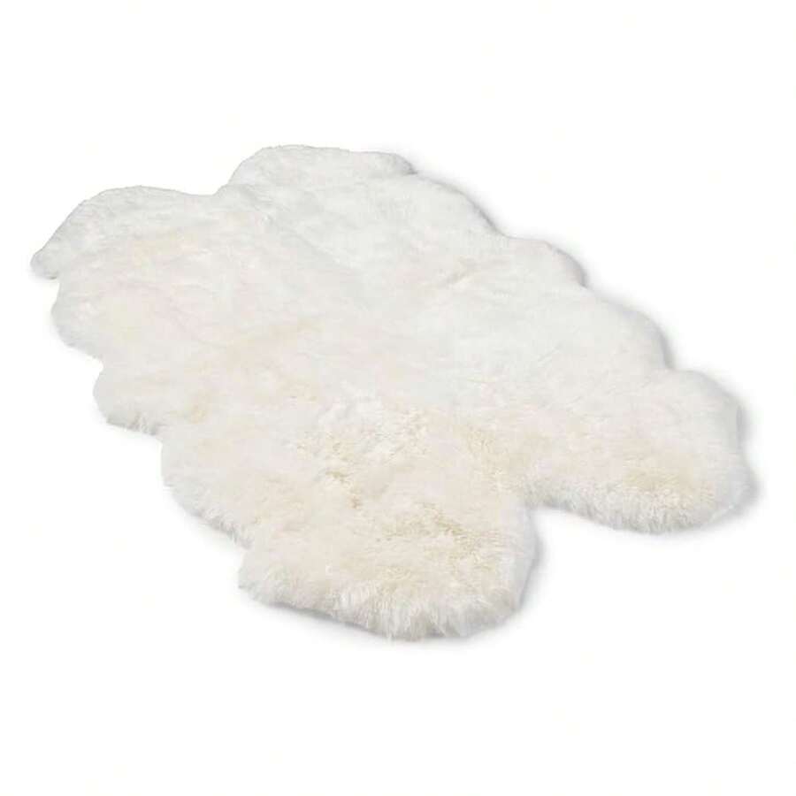 Real Sheepskin Rug 4x6 Ft | Sheepskin Rugs For Living Room And Sofa | Bedside Rugs For Bedrooms | Large Fluffy Rug Is Breathable & Heat-Regulating In Color White - Multicolor 851 - View 1