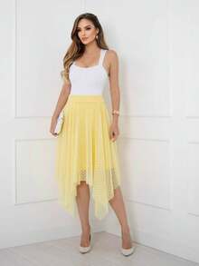 Elegance Tulle Midi Skirt With Polka Dots Code 127 - Yellow - View 1
